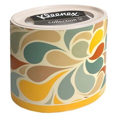 Бумажные салфетки для лица Kleenex круглая коробка цветные лепестки 3 слоя 64 шт Kimberly Clark