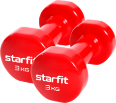 Гантель виниловая Starfit Core Db-101 3 кг, красный, 2 шт