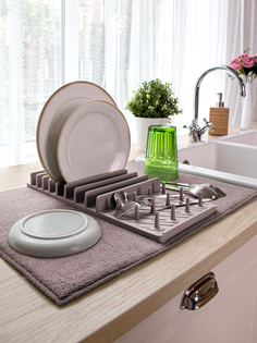 Сушилка пластиковая с ковриком для сушки посуды DeНАСТИЯ 8432 T000213