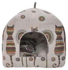 Домик для кошек Homepet Коты, бежевый, серый, 45x45x53см