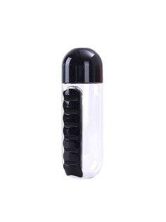 Бутылка с органайзером для таблеток Pill & Vitamin Organizer (Цвет: Черный ) No Brand