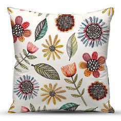 Подушка декоративная, габардин; Цветы 40х40 Традиция