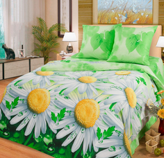 Простыня из компаньона Mercury Home «Ромашки» 2 спальная 180x220 Поплин
