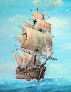 Картина по номерам Рыжий кот Палитра Холст с красками Корабль в открытом море 30х40см Yiwu Rainbow Co., LTD