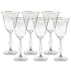 Бокалы для белого вина 185 мл 6 шт Crystal Bohemia "Fregata Антик Затирка золото" 245196