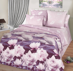 Простыня из компаньона Mercury Home «Лотосы» 1.5 спальная 145x214 Поплин
