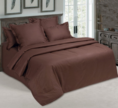 Простыня Mercury Home «Страйп шоколад» 2 спальная 180x220 Поплин