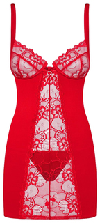 Оригинальная сорочка Heartina с кружевами, красный, L-XL, Obsessive