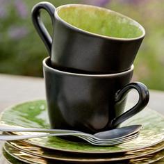 Чайная пара, Costa Nova, Riviera, 190 мл, Керамика, цвет Зеленый