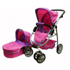 Коляска для кукол Happy трансформер 2в1 9662 розовая с сиреневым