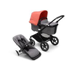 Коляска 2 в 1 Bugaboo fox3 black/ grey melange/ sunrise red