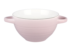 Бульонница с двумя ручками 500 мл розовая круг Коралл