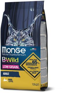 Сухой корм для кошек Monge Bwild, кролик, 1,5кг