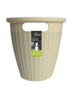 Кашпо Rattan D23,3см/7 л с внутренним горшком 4,5 л сливочный In Green