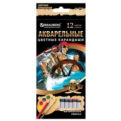 Карандаши цветные Brauberg Корсары акварельные, 12 цветов