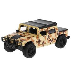 Технопарк Модель Hummer H1 пикап военный, 12 см, открываются двери, инерционный -WB)
