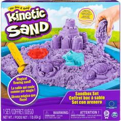 Кинетический песок Kinetic Sand набор для лепки "Песочница с формочками" фиолет. 6028092 Spin Master