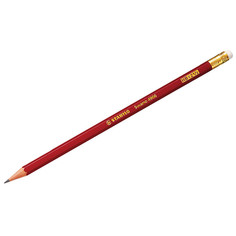 Карандаш чернографитный "Swano", НВ, с ластиком, заточенный Stabilo