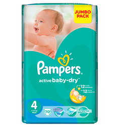 Подгузники Pampers Active Baby-Dry Jumbo 4 maxi (7-14 кг), 70 шт.