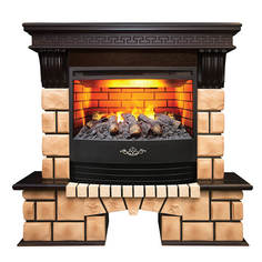 Электрокамин RealFlame Stone Brick, античный дуб/бежевый