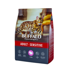 Сухой корм для кошек Mr.Buffalo ADULT SENSITIVE, индейка, 1.8кг