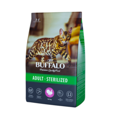 Сухой корм для кошек Mr.Buffalo ADULT STERILIZED, индейка, 10кг