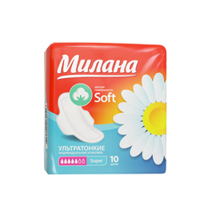 Гигиенические прокладки Милана Ультратонкие Soft Super 6 капель 10 Milana