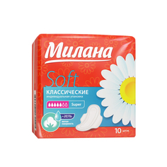 Гигиенические прокладки Милана Классические Soft Super 5 капель 10 Milana