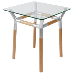 Журнальный столик Umbra Konnect 320270-392 45,5х45,5х51,9 см, никель/прозрачное стекло