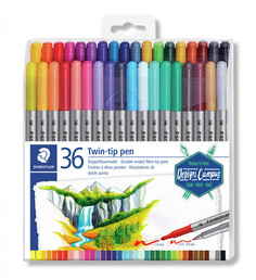 Фломастеры двусторонние Staedtler Twin-tip 36 цветов/3200TB36