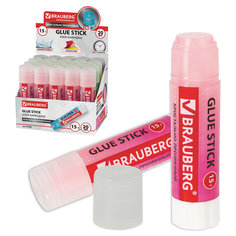 Клей-карандаш BRAUBERG (БРАУБЕРГ), 15 г, обесцвечивающийся, цветной Greenwich Line