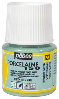 Краска Pebeo Porcelaine 150 под обжиг меловая матовая зеленая пудра 45 мл