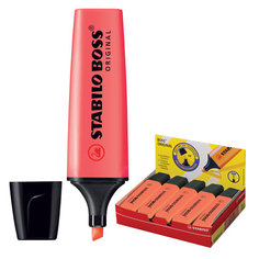 Текстмаркер STABILO "Boss", скошенный наконечник 2-5 мм, красный, 70/40