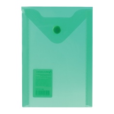 Папка-конверт с кнопкой BRAUBERG, А6, 105х148 мм, 180 мкм, зеленая Greenwich Line
