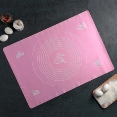 Силиконовый коврик для раскатки теста, 65х45 см, розовый Bodom