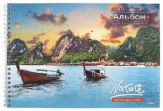 Альбом для рисования на гребне "Лодки на воде", А4, 40 листов Проф Пресс