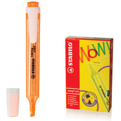 Текстмаркер STABILO "Swing cool", скошенный наконечник 1-4 мм, карманный клип, оранжевый,