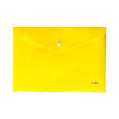 Папка-конверт на кнопке, А4, 180 мкм, желтая Hatber