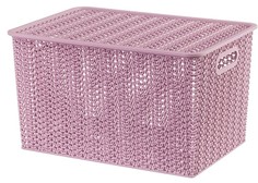 Корзинка с крышкой Вязь, пепел розы, 35x24,5x20,5 см, 14 литров Violet