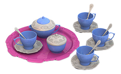 Набор посуды чайный сервиз волшебная хозяюшка, 15 предметов на подносе Нордпласт