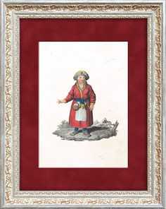 Лапландка в народном костюме, гравюра с ручной раскраской, 1816 г Rarita