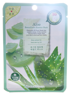 Маска для лица BeauuGreen 3D Essence mask с экстрактом алоэ вера, 23 г