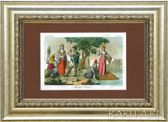 Гравюра Костюмы русских крестьянс ручной раскраской, 1826 г. Rarita