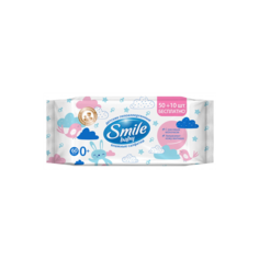 Влажные салфетки, Smile, Baby с Рисовым Молочкомс клапаном 60 шт, 120 г