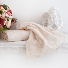 Полотенце махровое с кружевом МИЛЕНА 70x140 молочный Tana Home Collection