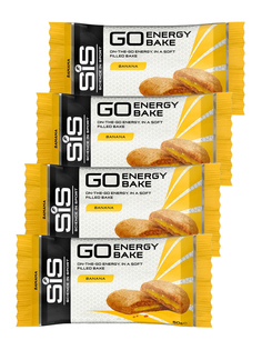 Углеводный энергетический батончик SiS с начинкой GO Energy BAKE, 4шт по 50г (Банан)