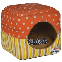 Домик для кошек и собак Katsu Мулео S, складной, оранжевый, 30x30x16см