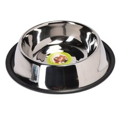 Одинарная миска для кошек и собак Ankur, металл, резина, серебристый, 0.7 л