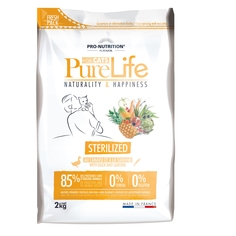 Сухой корм для кошек Flatazor Pure Life Sterilized, для стерилизованных, утка, сардины,2кг