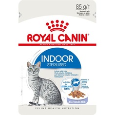 Влажный корм для кошек ROYAL CANIN Indoor Sterilised, кусочки мяса в желе, 12шт, 85г